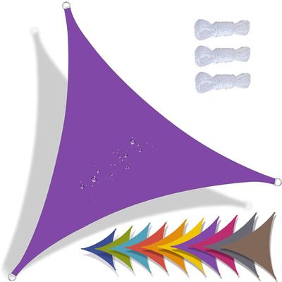 QIAQ Triangular Waterproof Shade Sail, Right-Angle, 95% UV Protection, for Outdoor Areas, Garden, Patio, Awning, Canopy, with Free Rope (3.6 x 3.6 x 3.6 m, Purple)