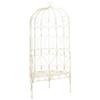 Makastle Garden Bench with Pergola, Antique-White Wrought-Iron Rose Arch, 95 x 54 x 200 cm view 1