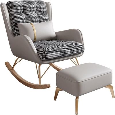 JIESOO Rocking Chair with Footstool, Gray