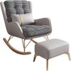 JIESOO Rocking Chair with Footstool, Gray view 1