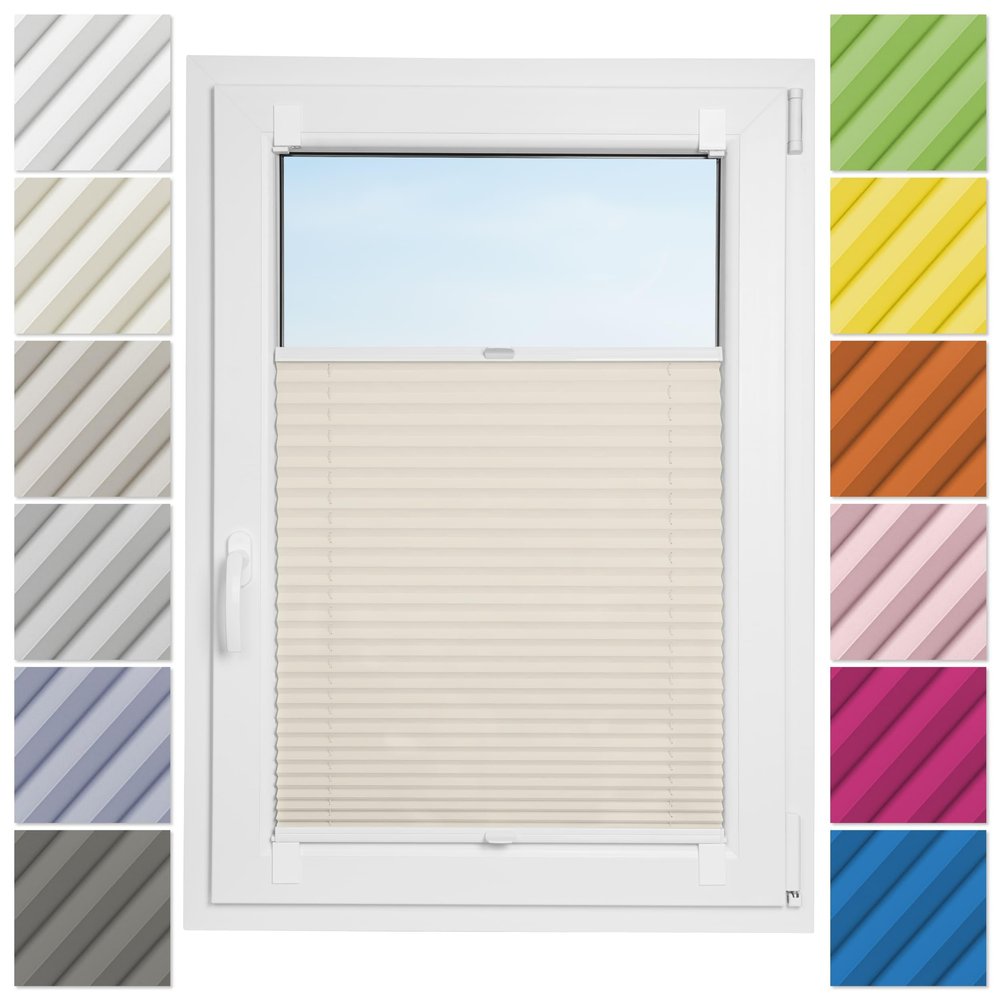 Estika No-Drill Adhesive Pleated Blind 85 x 200 cm, Ivory