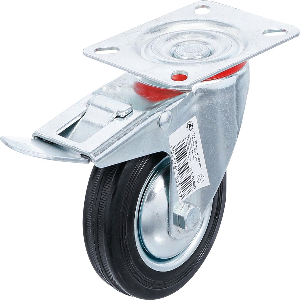 BGS Diy 81966 Swivel Caster with Brake, Mounting Plate, 100 mm