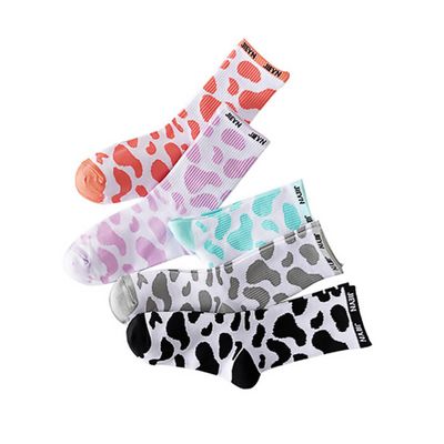 5 Pairs of Polka-Dot Grip Slipper Socks for Women and Men, Black Cotton Crew Socks