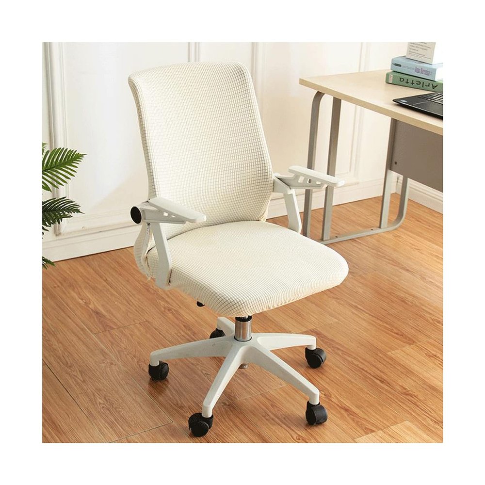 Mswborml Stretch Office Chair Backrest Cover, Washable Universal Gaming Chair Cover, Milky White, Small