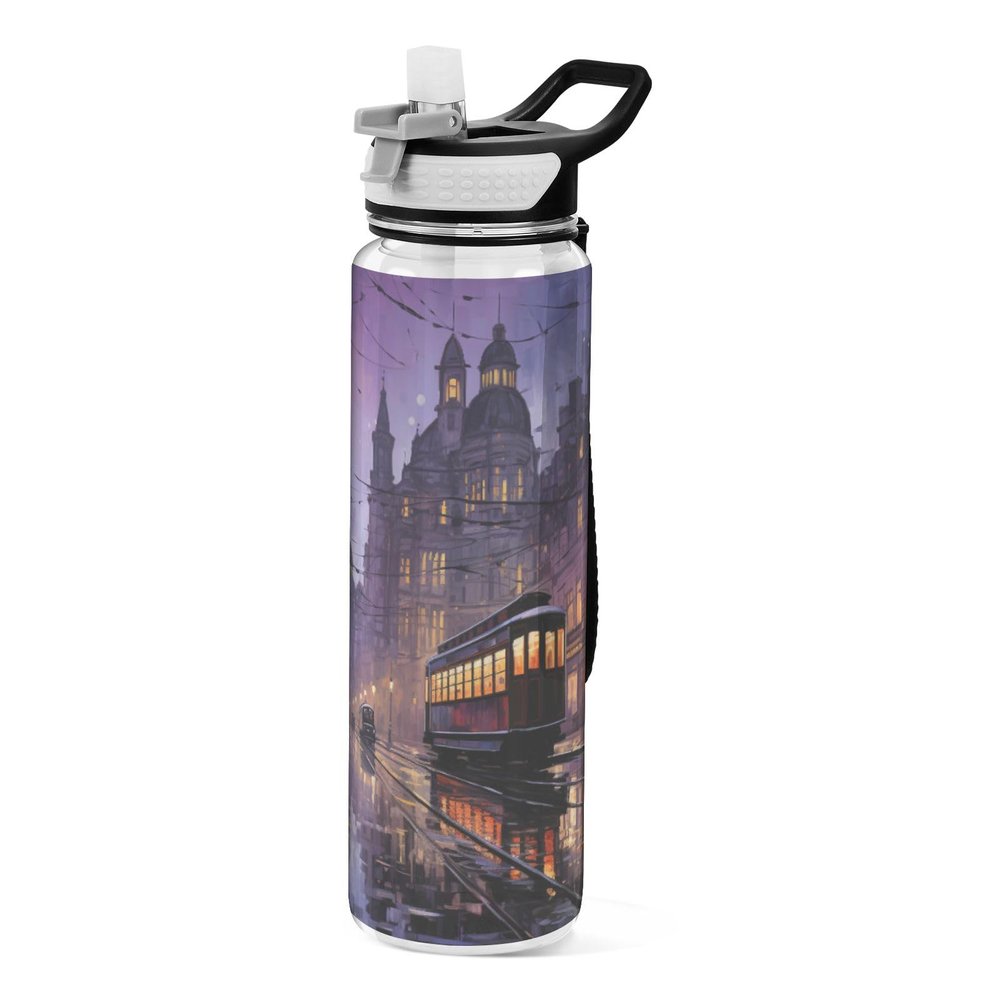 Mnsruu Water Bottle with Straw, 1 Liter, Sports Bottle, Tritan, BPA-Free, Clear Water Bottle for Adults, Outdoor, School, Gym, Travel