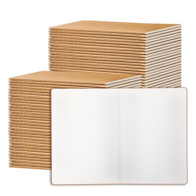 72-Pack A5 Blank Notebooks, 21.6 x 14.9 cm, Unlined, 60 Pages
