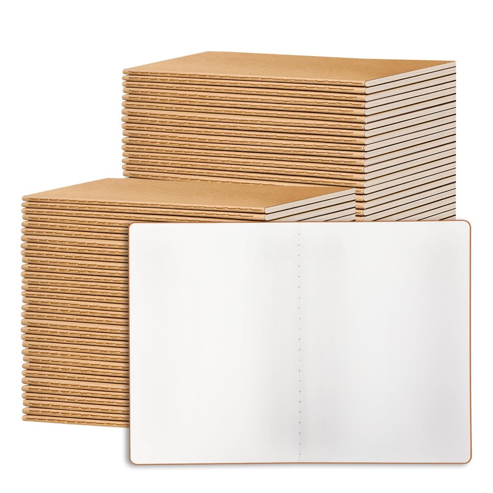 72-Pack A5 Blank Notebooks, 21.6 x 14.9 cm, Unlined, 60 Pages