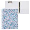 3-Ring Binder with Pink and Blue Flowers, Holds 200 Sheets view 1