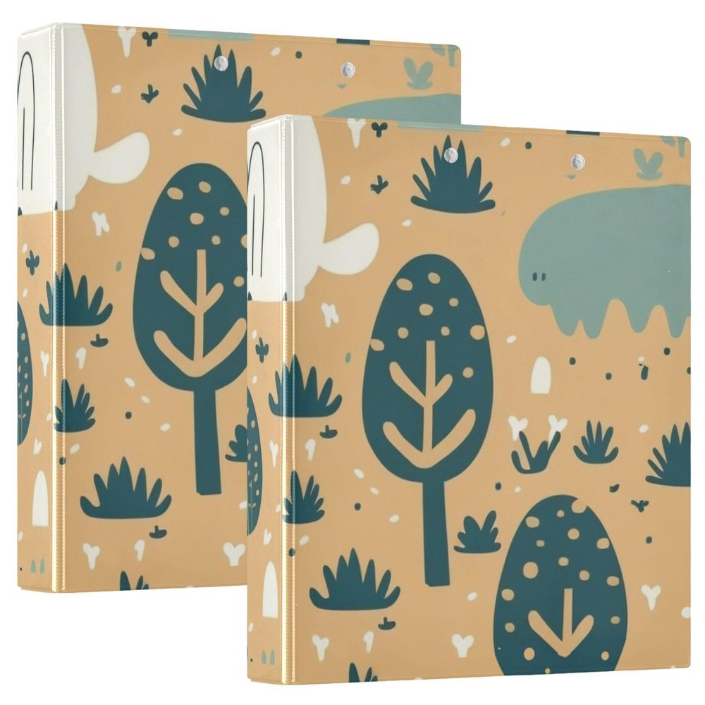 KLL 1.5-Inch 3-Ring Binder with Inner Pockets, 1/2-Pack Assorted Binders, 200 Sheets, Rabbit Plant, Yellow