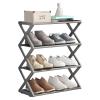 ohfruit 4-Tier Shoe Rack, Large Capacity, Sturdy Plastic Frame, Freestanding, Gray view 1