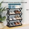 ohfruit 4-Tier Shoe Rack, Large Capacity, Sturdy Plastic Frame, Freestanding, Gray view 3
