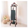 WJFLUCK Wooden Valet Stand with Wheels, Suit Hanger, Trouser Bar, Organizer Tray, Tie and Belt Hooks, and Shoe Rack view 1