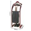 WJFLUCK Wooden Valet Stand with Wheels, Suit Hanger, Trouser Bar, Organizer Tray, Tie and Belt Hooks, and Shoe Rack view 2