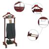 WJFLUCK Wooden Valet Stand with Wheels, Suit Hanger, Trouser Bar, Organizer Tray, Tie and Belt Hooks, and Shoe Rack view 3
