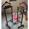 WJFLUCK Wooden Valet Stand with Wheels, Suit Hanger, Trouser Bar, Organizer Tray, Tie and Belt Hooks, and Shoe Rack view 4