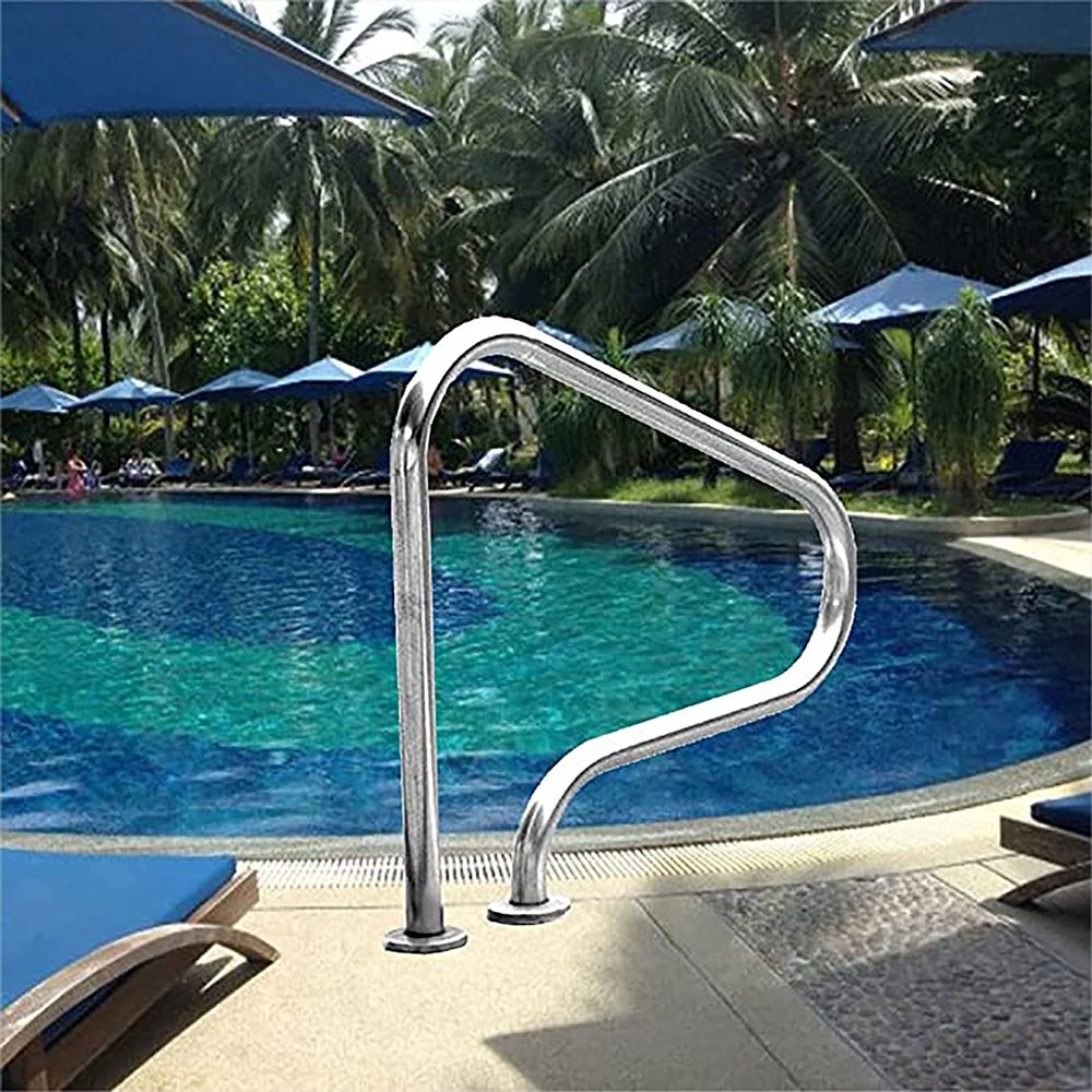 BomDog Pool Handrail, Triple-Curved Safety Handrail for In-Ground Pools