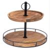 levandeo 2-Tier Wooden Cake Stand, 38 cm, Acacia Wood, Black/Natural view 1