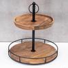 levandeo 2-Tier Wooden Cake Stand, 38 cm, Acacia Wood, Black/Natural view 2