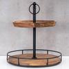levandeo 2-Tier Wooden Cake Stand, 38 cm, Acacia Wood, Black/Natural view 3