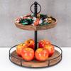 levandeo 2-Tier Wooden Cake Stand, 38 cm, Acacia Wood, Black/Natural view 4