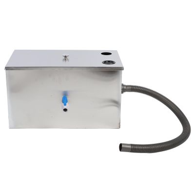 Commercial Stainless Steel Grease Trap, 19.69 x 11.81 x 11.61 in., Under-Sink Oil-Water Separator for Restaurants