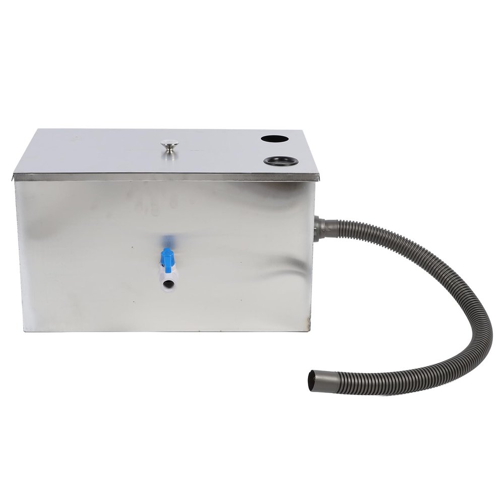 Commercial Stainless Steel Grease Trap, 19.69 x 11.81 x 11.61 in., Under-Sink Oil-Water Separator for Restaurants