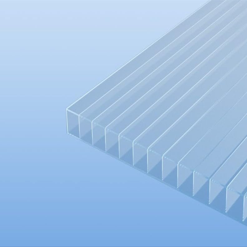 10 mm Polycarbonate Twin-Wall Sheets, Glass-Clear and Opal-White, from €12.90/m (Glass-Clear, 3500 × 2100 mm)