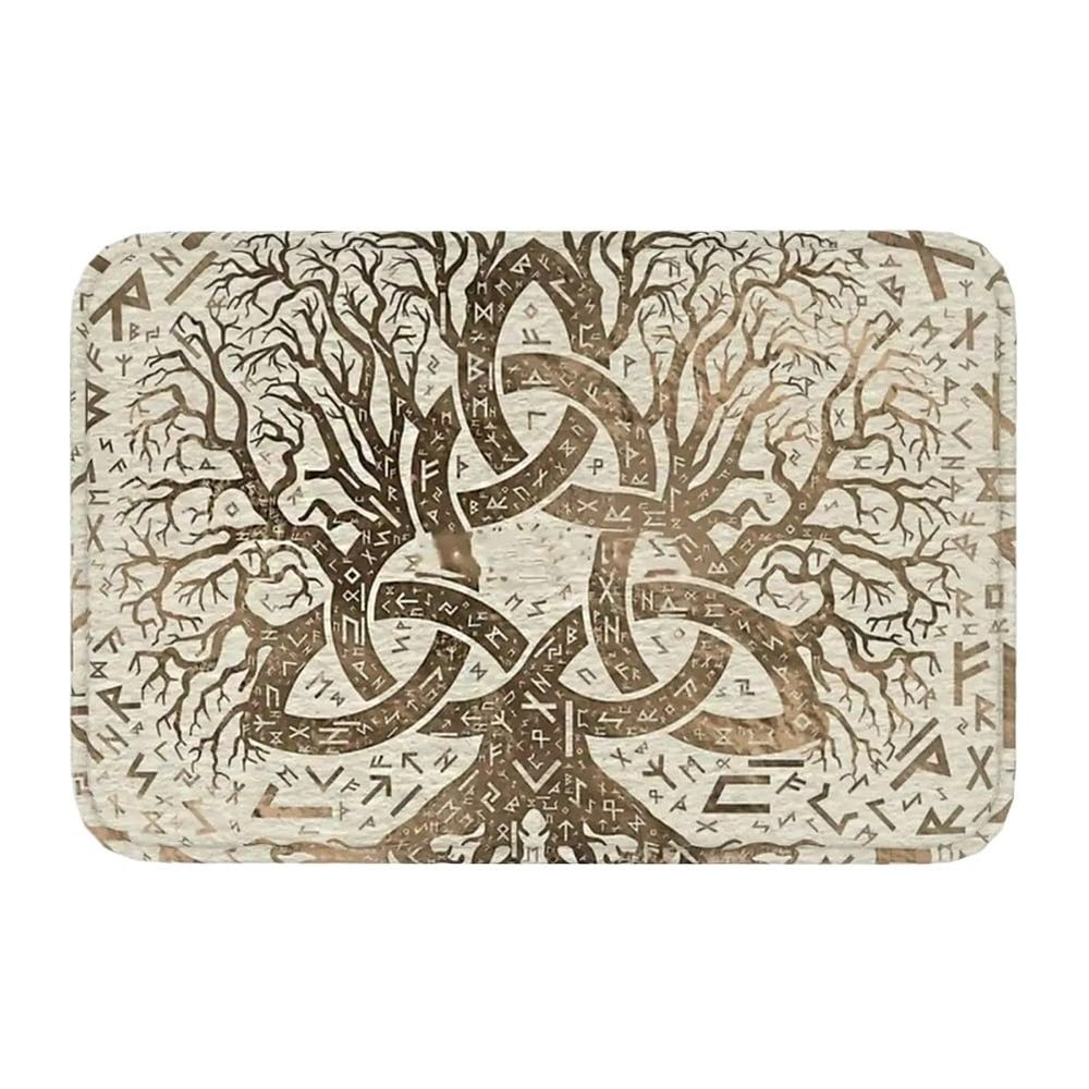 Viking Tree of Life Rug, Nordic Celtic Knot Yggdrasil Flannel Mat, 40 x 60 cm