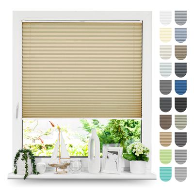 Tom'Shop NELA Beige Pleated Blind, Drill-Mounted, W150 x H100 cm