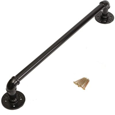 Black Wall-Mounted Industrial Towel Rack, 24 in