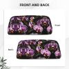 HJLUUFT Leather Pencil Case with Purple Orchid Print view 3