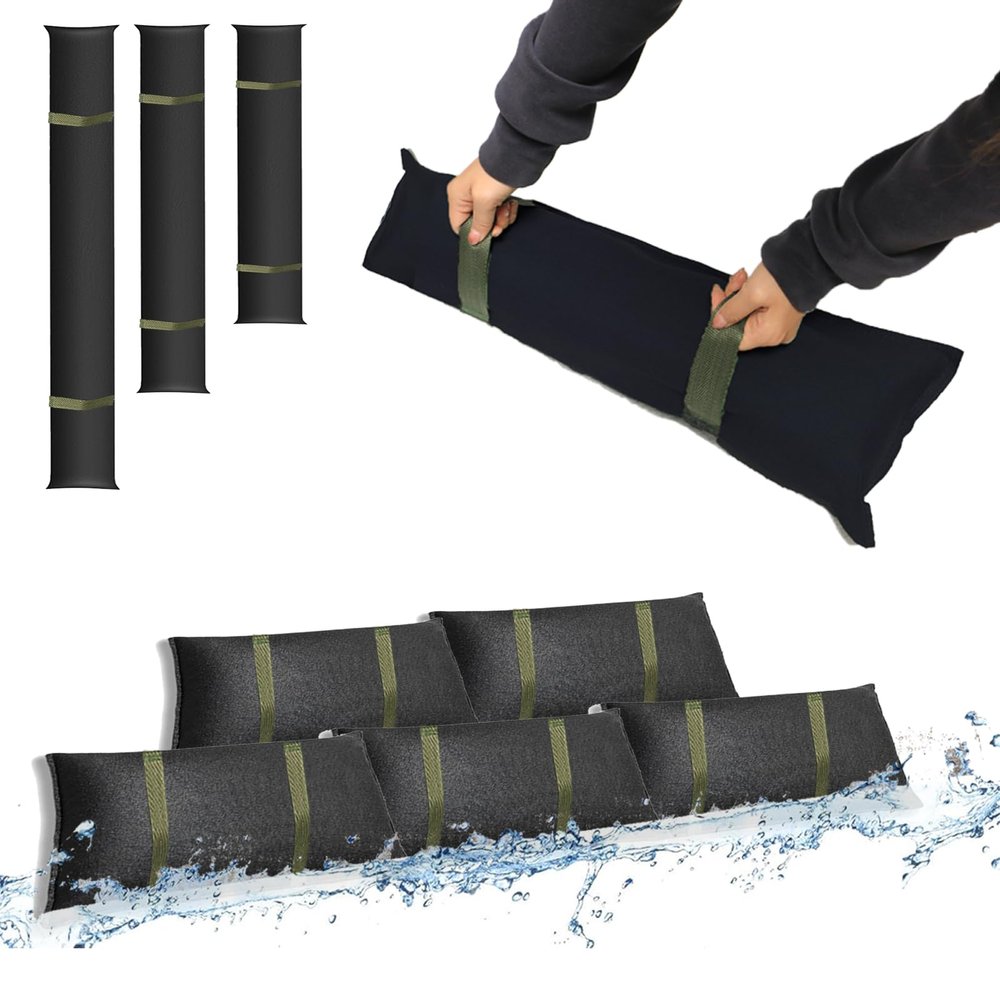 Estresen 6-Pack 90 × 20 cm Flood Sandbags with Handles, Water-Activated Flood Barriers for Doors, Garages, and Basements