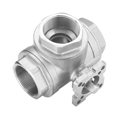 WFNKJTGO 1-1/2" Stainless Steel 3-Way Ball Valve with High Platform, T/L Type, Female Thread (Color: T Type)