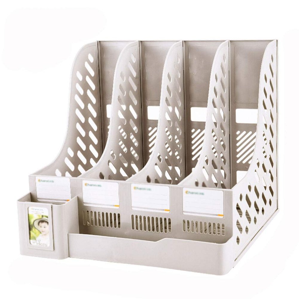 File Organizer, Multifunctional Desktop File Sorter, Simple Four-Column File Rack