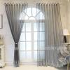 Bishilin 2-Piece Gray Curtain Set, 137 x 244 cm, Semi-Sheer Jacquard with Beads view 2