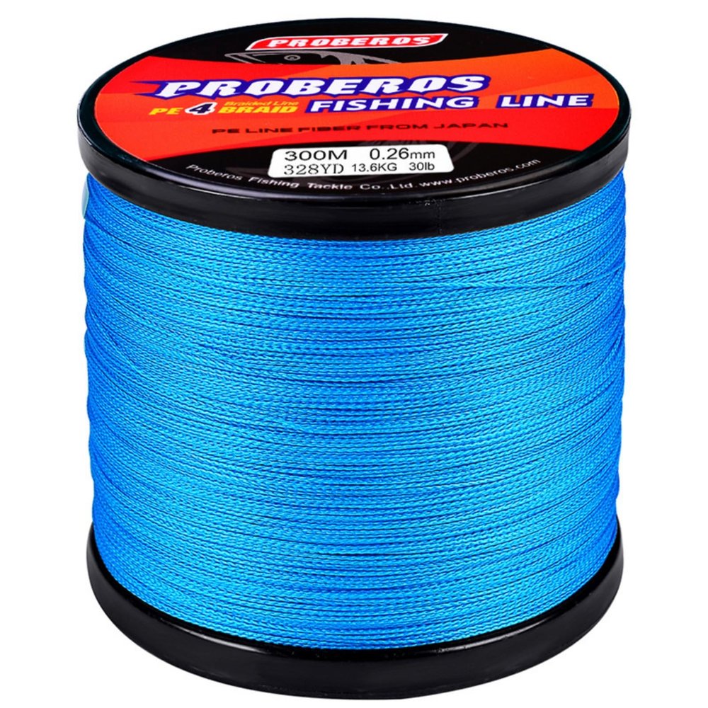 300 m PE 4-Strand Braided Fishing Line, Sky Blue, 0.14 mm, 4.5 kg