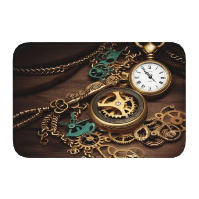 Toiyugd Steampunk Clocks, Keys & Chains Doormat, 16 x 24 in