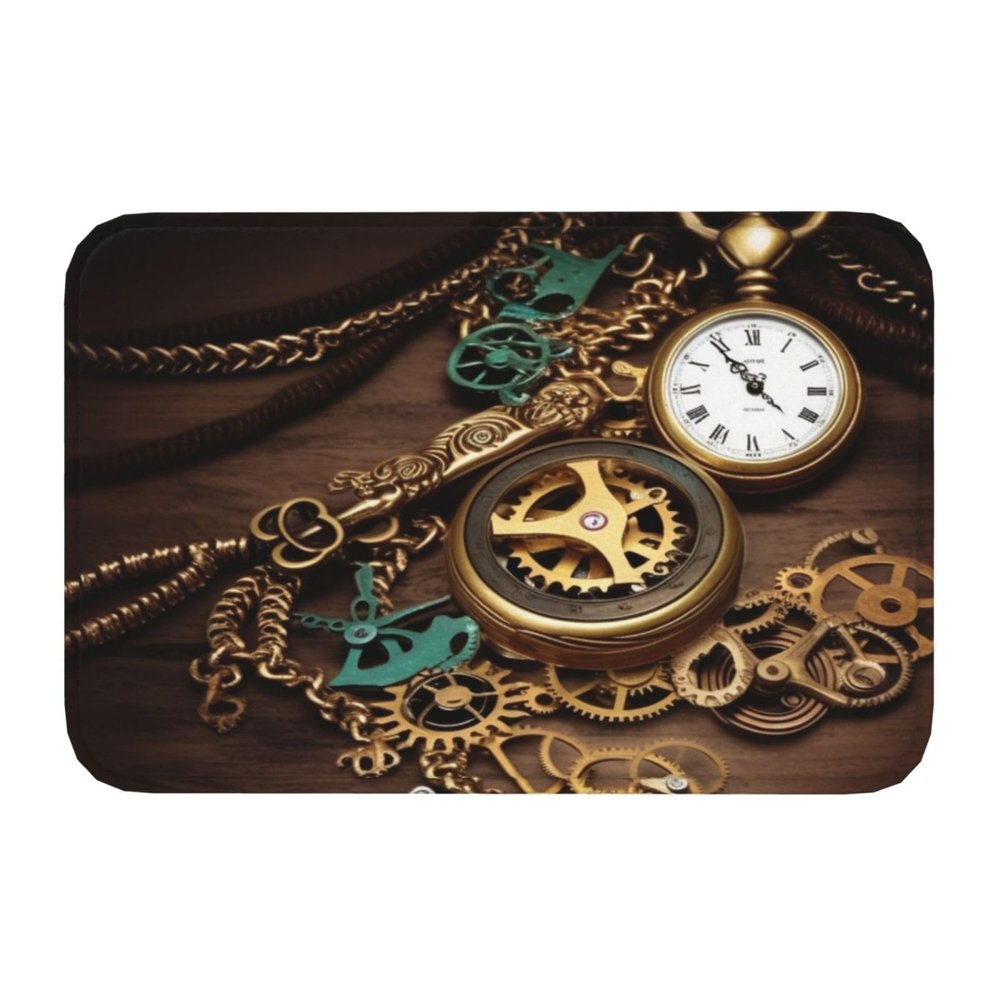 Toiyugd Steampunk Clocks, Keys & Chains Doormat, 16 x 24 in