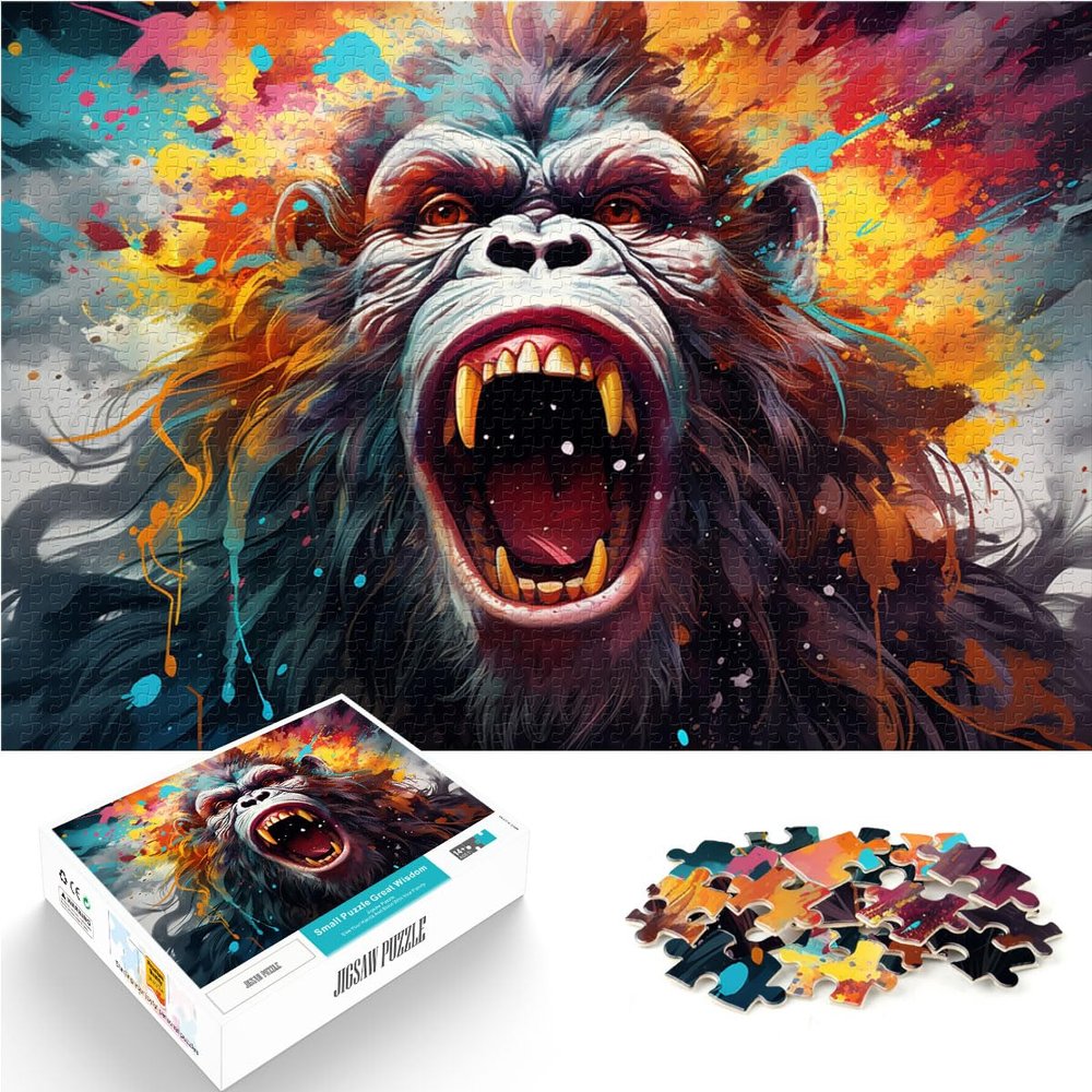 1000-Piece Wooden Puzzle for Adults and Children 12+: Colorful Orangutan, 50 x 75 cm