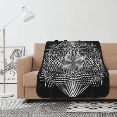 Lightweight Ultra-Soft Flannel Throw Blanket, Black and White Geometric Design