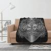 Lightweight Ultra-Soft Flannel Throw Blanket, Black and White Geometric Design view 1