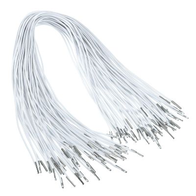 PATIKIL 20-Inch Elastic Barbed Cord, 100 Pcs, 1.6 mm Loop Stretch Round Cord with Metal Barbs for Hats, Masks, Crafts, and Bookbinding, White (50 cm)