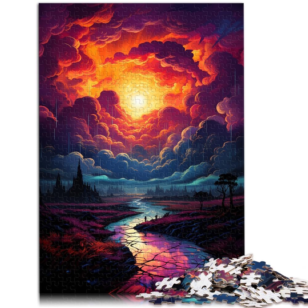 1000-Piece Wooden Puzzle, Colorful Sunset Scene, for Adults and Children Ages 12+, 50 x 75 cm