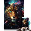 1000-Piece Puzzle: Colorful Psychedelia of This Little Cosmic Leopard, Wooden Puzzle for Adults and Kids 12+, 50 x 75 cm view 2
