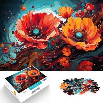 1000-Piece Psychedelic Flower Wooden Puzzle, 50 x 75 cm