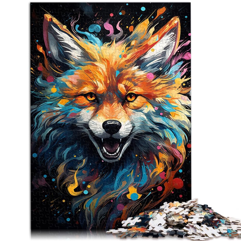 1000-Piece Colorful Fantasy Fox Wooden Puzzle, 50 x 75 cm