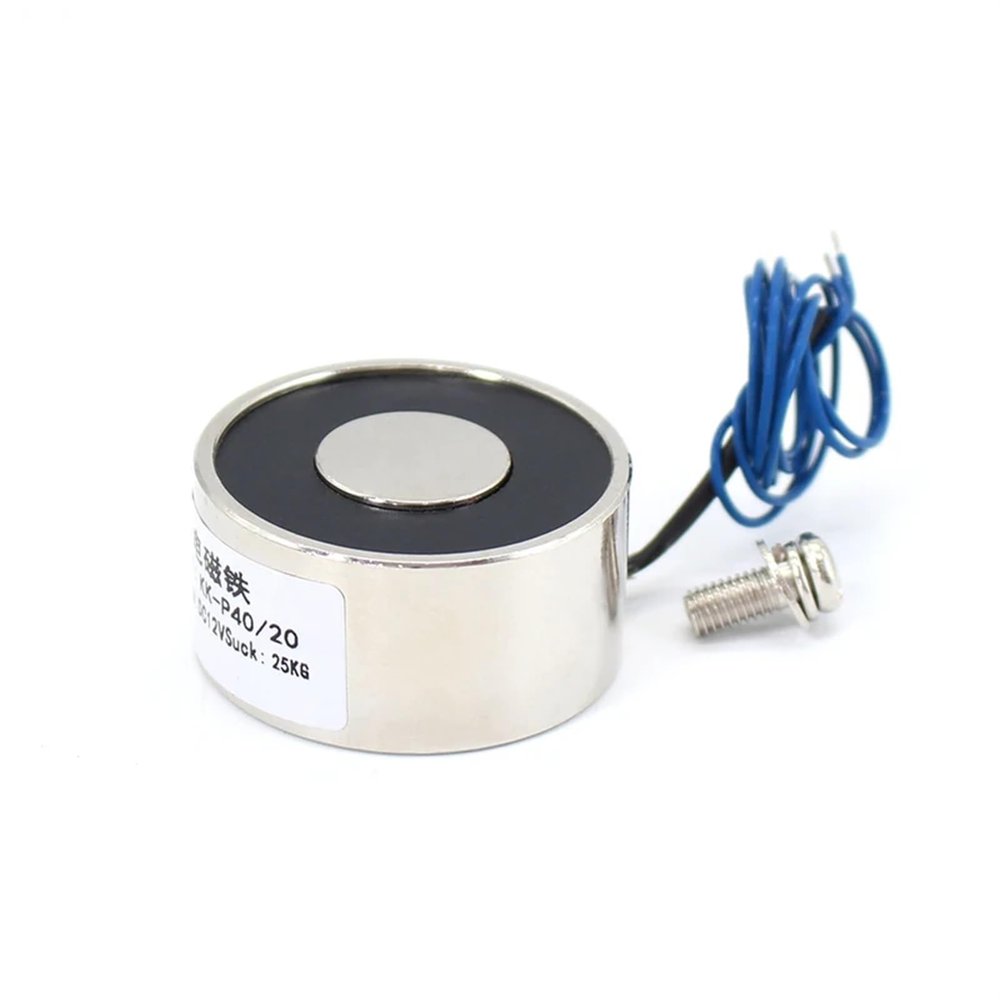 DC 6V/12V/24V 40/20 Cylinder Electromagnet, 25 kg/250 N Lifting Force (24V)
