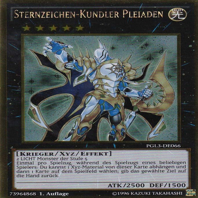 PGL3-DE066 - Constellar Pleiades - Gold Rare - German - Premium Gold: Infinite Gold - with LMS Trading Field Center Card Yu-Gi-Oh!