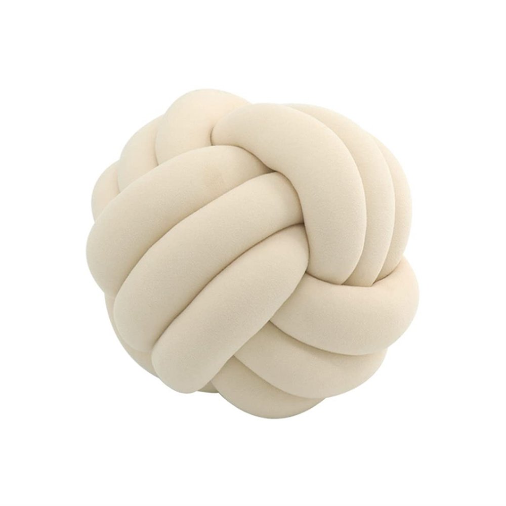 Super-Soft Velvet Knot Throw Pillow, Ivory, 7.9 in