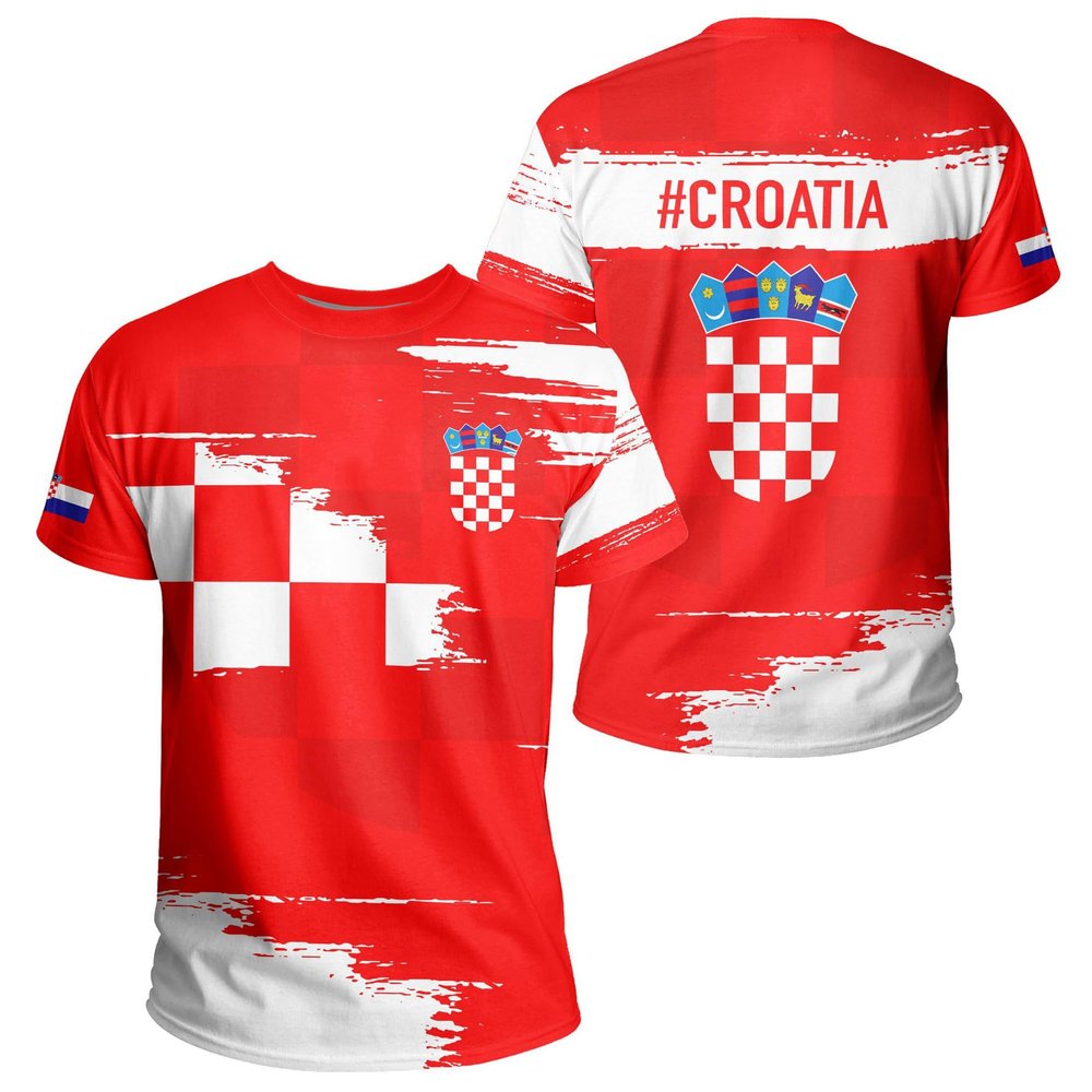 YuanDiann 2024 Croatia European Cup Soccer Fan T-Shirt, Short Sleeve, Quick-Dry, Breathable, 23# L